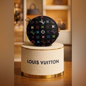 Chic, Luxury Black Multicolor monogram Round Bag- Full inclusion